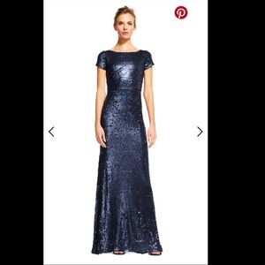 Adrianna papell blue sequins dress NWT